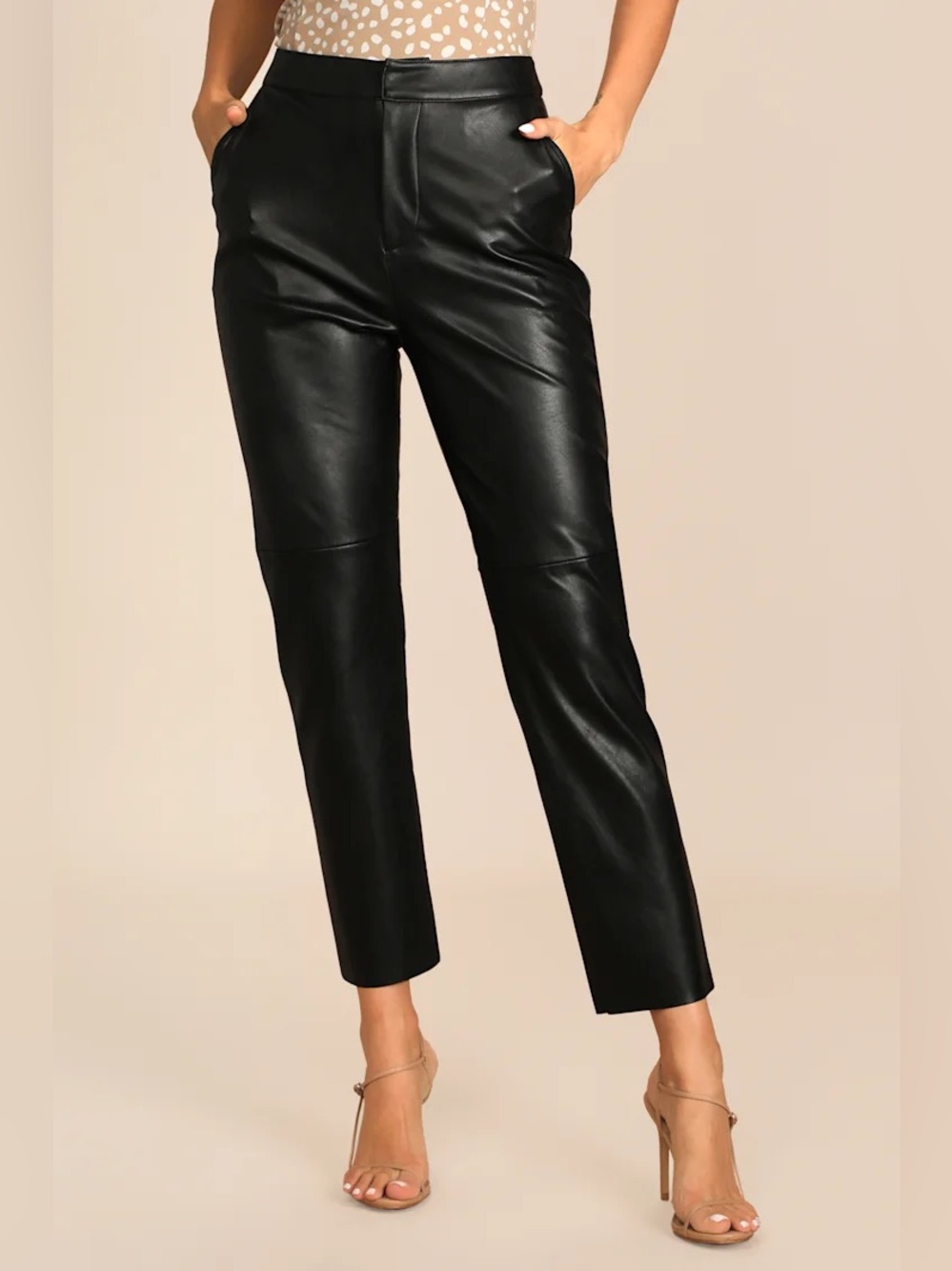 Lulus Open Minded Black Vegan Leather Pants Size Large
